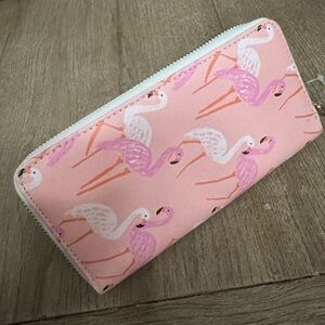 Pink flamingo accordion wallet nwot